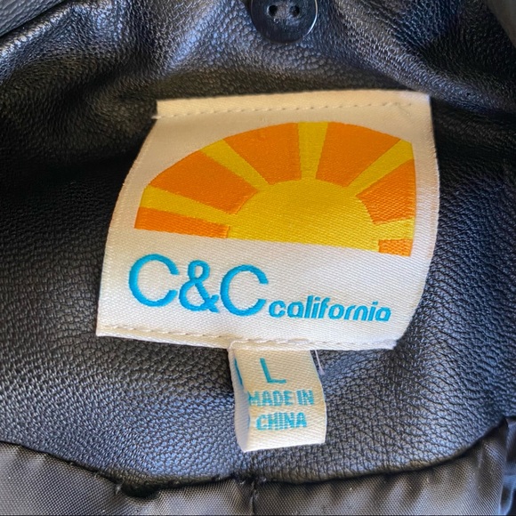 C&C California Vegan Leather Moto Jacket Black L - Picture 6 of 6